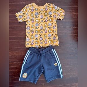 Adidas Kids' shorts and tee set orange blue SZ
